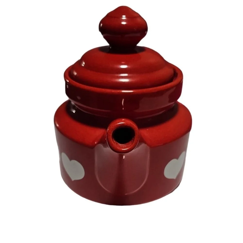 Vintage Wächtersbach‎ Red Heart Teapot W. Germany Ceramic White Hearts